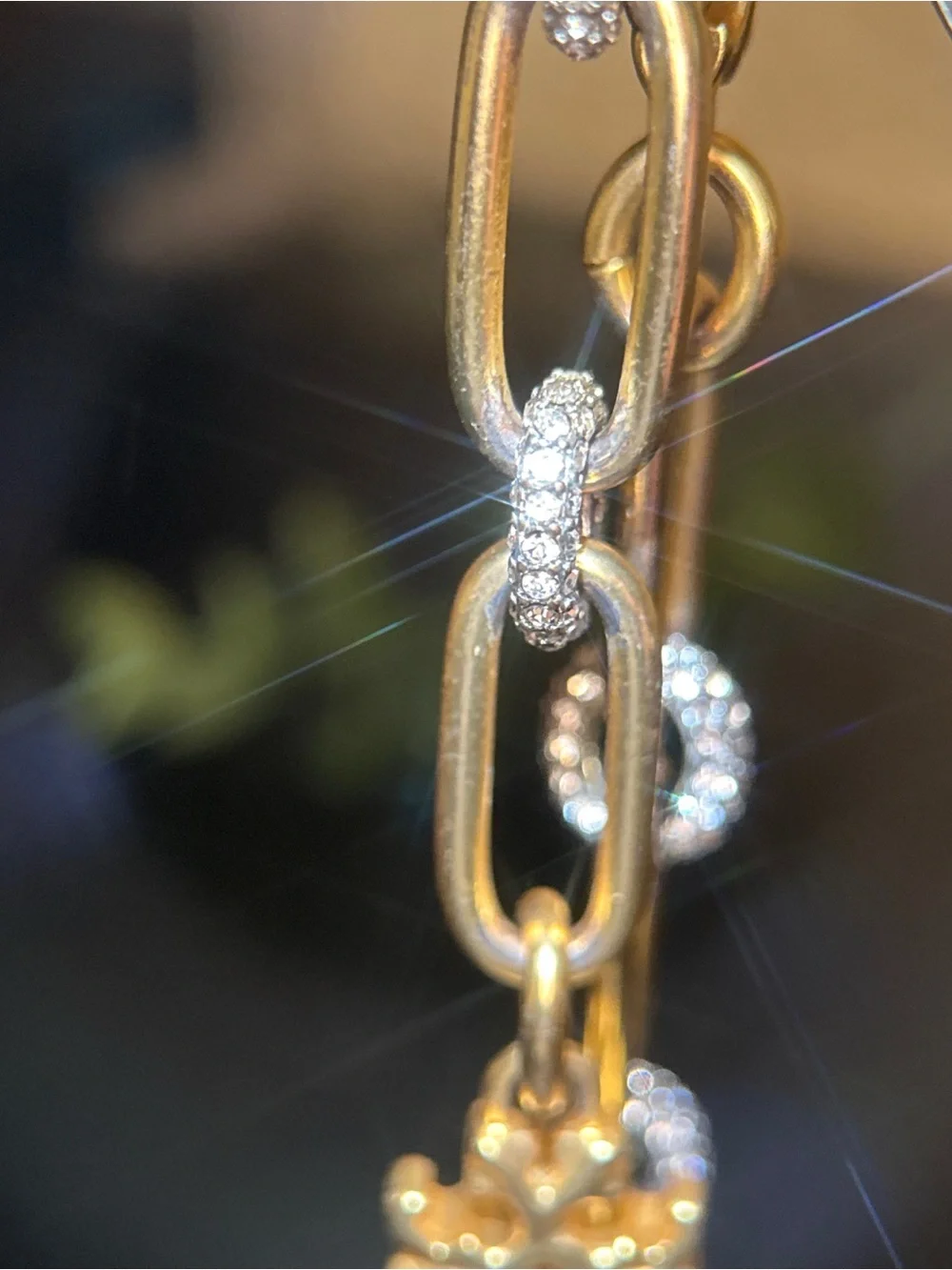 Tory‎ Burch Gold Link Bracelet with Crystal Accents